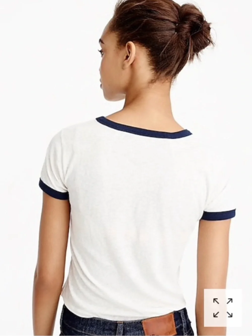 J. Crew NYC Destination Ringer Graphic Tee with Navy Trim and New York City Icon